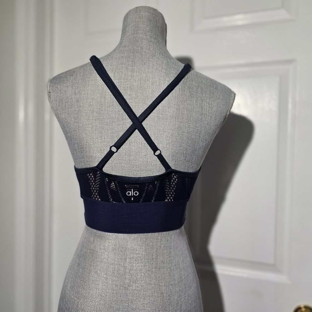 ALO Navy Lace-Detail Bralette - Unbranded - Picture 3 of 4